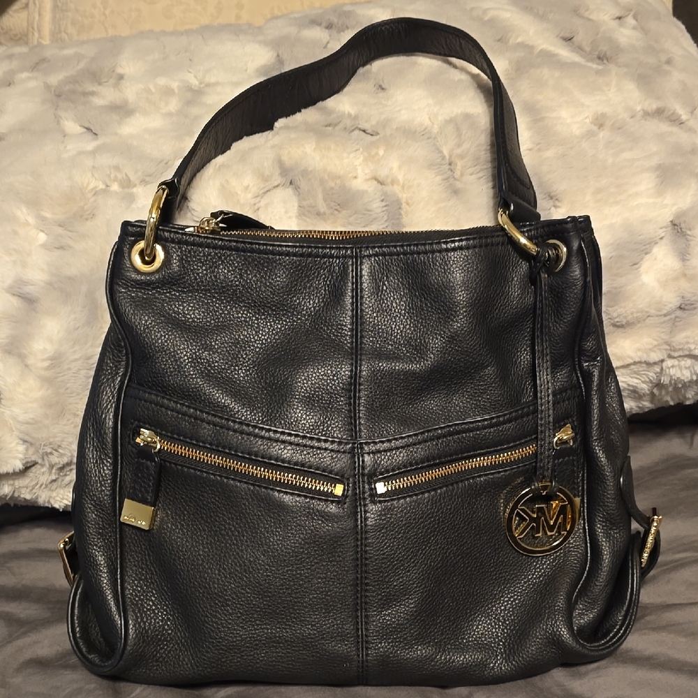 Michael Kors Black Pebbled Leather Shoulder Bag